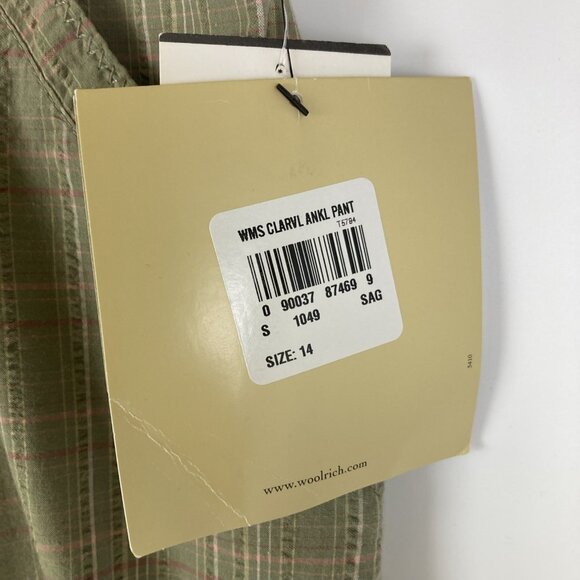 Woolrich Sage Green Shuffle Plaid Pants Size 14 Women’s New NWT Cotton T5794 - Picture 5 of 9